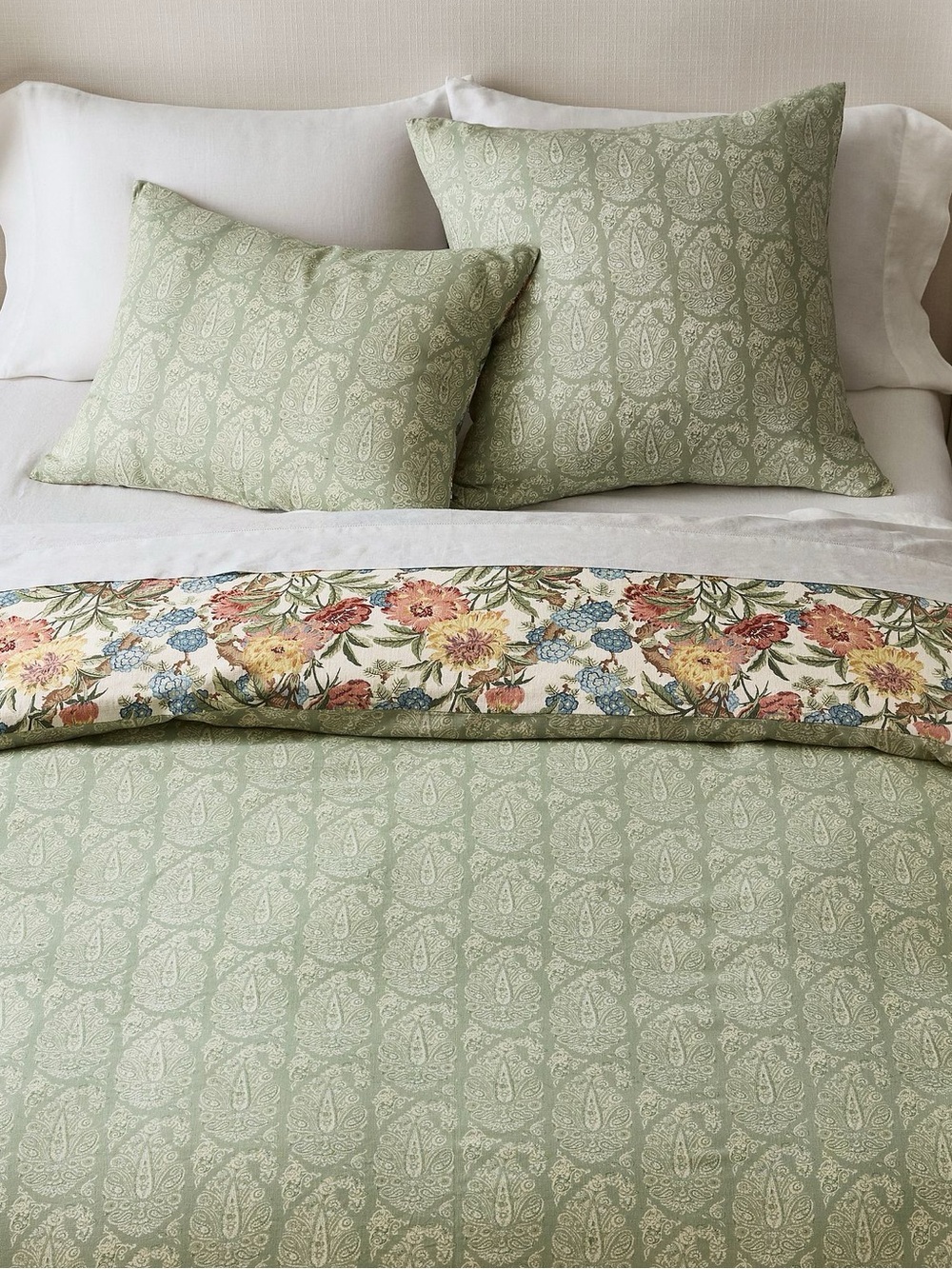 NWOT Pottery Barn Reversible Kravet Garden Floral Ikat Duvet Cover and Insert